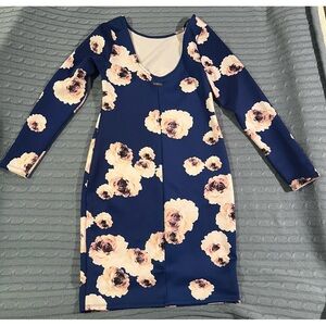 Kardashian Collection Floral Midi Long Sleeve Dress - L